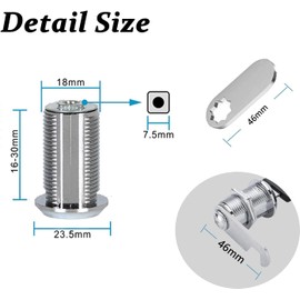Cabinet Lock, Cam Lock, 6 Pack Cabinet Locks with Keys, 13/16 Inch Cam Lock Keyed Different, Tubular Locks Replacement Set Secure for Files Drawer, Mailbox