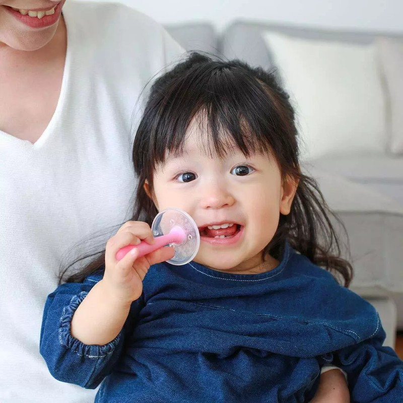 Pigeon Baby Toothbrush Lesson Stage 4 (Pink) 2-Pack, Age 1