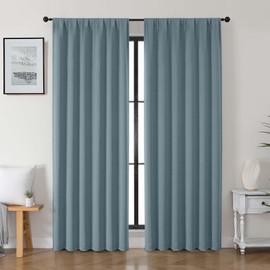 Gwine Stone Blue Blackout Curtains for Bedroom 84 inches Long 2 Panels Set, Solid Noise Reducing Thermal Insulated Blackout Curtains for Living Room with Rod Pocket, Each 50" Wx84 L