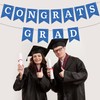 Graduation Banner Pre-strung Congrats Grad Banner Blue Glittering Process Paper