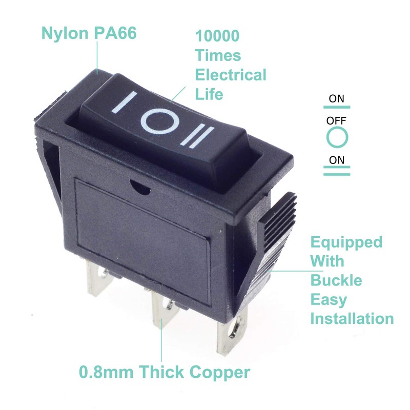 5Pcs SPDT 3 Pins 3 Position ON/Off/ON Toggle Rocker Switch