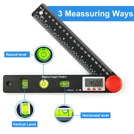 XTVTX Digital Protractor 999.9° Digital Spirit Level, Angle Bevel Ruler with LCD Display, Angle Measuring Device with Horizontal Vertical Circular Bubbles