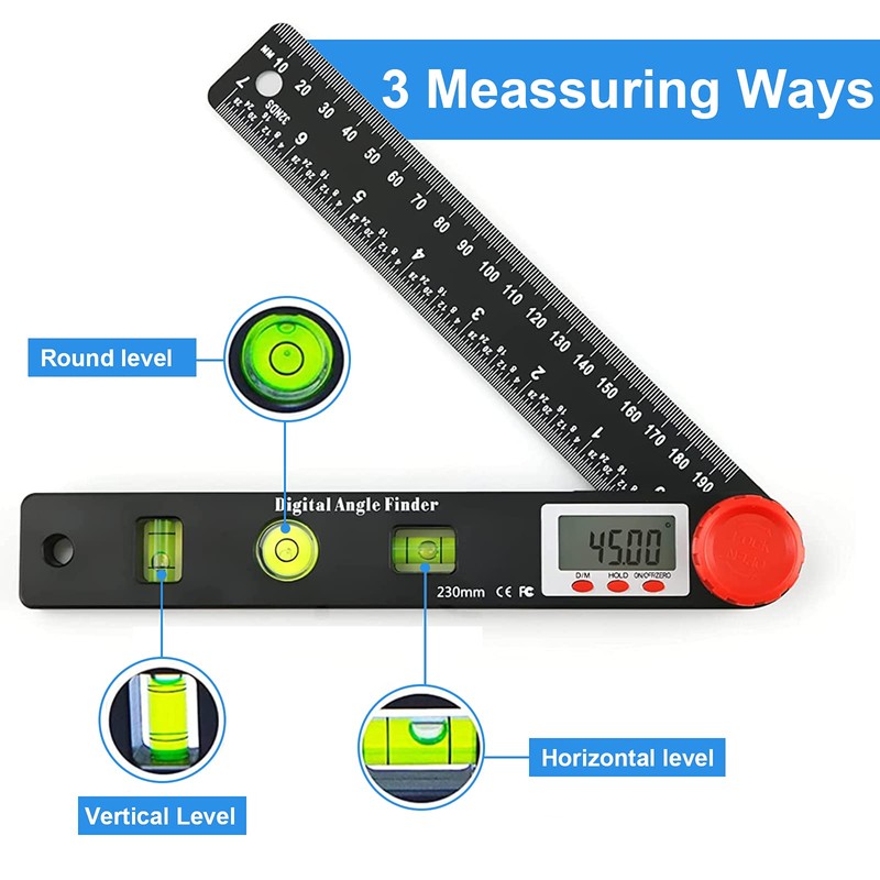 XTVTX Digital Protractor 999.9° Digital Spirit Level, Angle Bevel Ruler