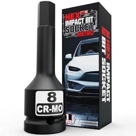 Aiourx 1/2" Drive 8 mm Hex Bit Metric Socket, H8 Allen Bit Socket, Premium Cr-Mo Steel, for Removing Loosening Hexagon Bolts