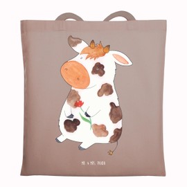 Mr. & Mrs. Panda Cow Tote Bag, Gift, Farmer, Fluff, Jute Bag, Shopping Bag, Cloth Bag, Yard, Yard Animals, Farm, Milk, Farmer, Pouch Bag, Fam-br - Brown