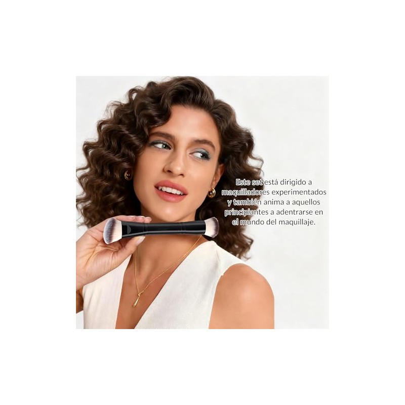 5 Piezas Brochas de Maquillaje de Doble Punta, Set Profesional
