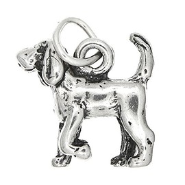LGU Oxidized Sterling Silver 3D Bloodhound Hound Dog Charm
