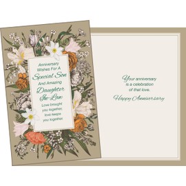 Chuck's Card-O-Rama Son Anniversary Card and Daughter-in-Law - Envelope Included - 5" x 7.75" - Packaged in Extra Sturdy Mailer - 96049