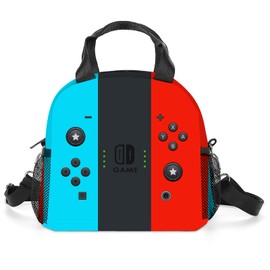 Gamer Lunch Bag Reusable Insulated Lunch Box Large Capacity Meal Tote for Kids Boys Girls Cooler Bag Waterproof Adjustable Shoulder Strap Gamepad Lunch Tote for Work School Picnic Travel Hiking