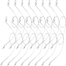 GANAZONO 24Pcs Wear Resistant Metal Fishing Lines with Swivel Design Durable Fishing Leaders for Hooks and Lures for Freshwater and Saltwater Fishing