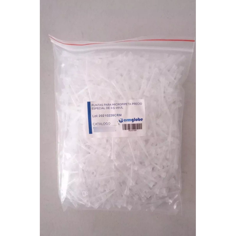 CRM Puntas Transparentes Micropipeta 20 Ul Bolsa 1000 Piezas