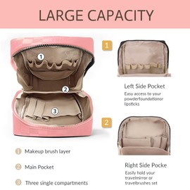 YDR Makeup Bag Small Capacity Lipstick Organizer Portable Travel Toiletry Bag PU leather Portable Makeup Case(Cosmetic-1-Pink)