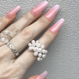 Nailsculpt Press On Nails - Coffin Pink Glitter Fake Nails with Glaze Finish | Salon Quality | 24 nail kit -12 Sizes with 48 Jelly tabs| Reusable Durable Effortless- Removal False Nails