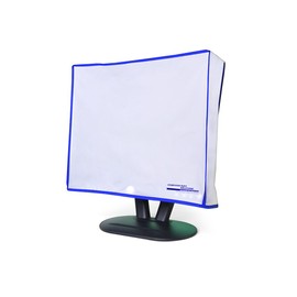 Computer Monitor dust Cover for Flat Panel LCD-Silky Smooth Anti-Static Vinyl with Blue Trim (17W x18H x3D)