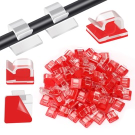 PETKNOWS 80 PCS Adhesive Cable Clips Christmas Clear Light Strip Mounting Clips Led Light Wire Holder Cable Clamp Organizer for Desk Outdoor Wall Cable