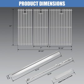 Criditpid Replacement Parts for Charbroil Performance 4 Burner 463365021 463366022 463351021 463350722 463354021 463352521, Grill Grates, Heat Plates, Burners and Igniter for Charbroil Grill Parts