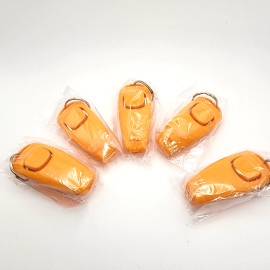 5 PACK! - 2 IN 1 Dog Clicker & Whistle Training Keychain - ORANGE