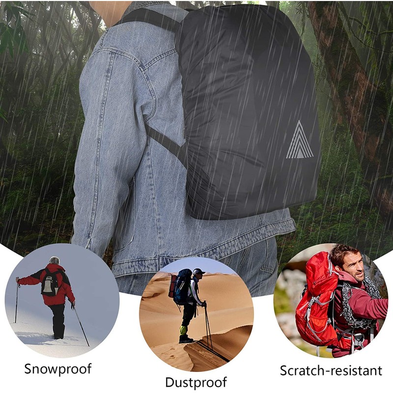 Waterproof Backpack Rain Cover (15-75L), Reflective Rucksack Cover, Adjustable Foldable