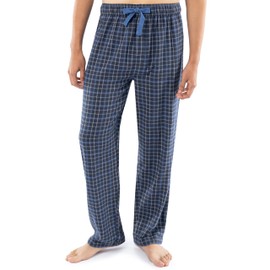 Fruit of the Loom Men's Flannel Pajama Sleep Set, Navy Plaid, 2X