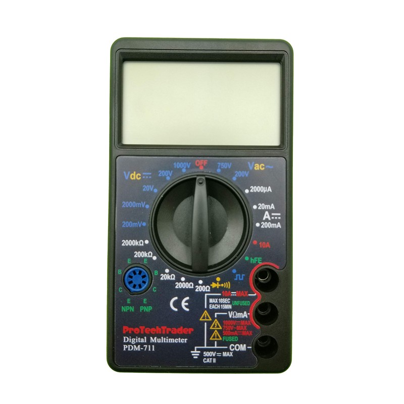 Large Screen Multimeter - Volts Ohms Amps Transistor (hFE) Square