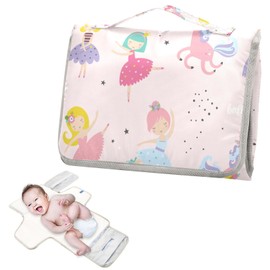 ElliTarr Portable Diaper Changing Pad Travel Baby Changing Mat Waterproof Diaper Changing Mat Foldable Lightweight Baby Changer with Built-in Pillow Ballerina Girls