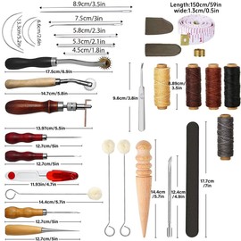 AIMALL Comprehensive Leather Craft Tool Kit - for DIY Leather Crafting, Punching, Sewing - Includes Awls, Groovers, Scissors, and More for Leather, Canvas, and Fabric Projects