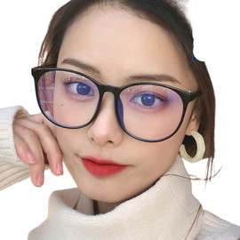 88flix Glasses, Korean, Black Rim, Small Face, Smart Glasses, For PC, Smartphones, Non-Prescription, Lensless, Glasses (Blue Light Cut)