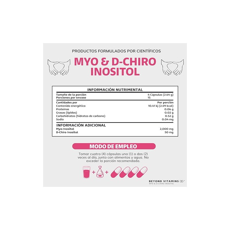 Inositol Myo Chiro Puro Días Vitaminas Mujer Suplemento Alimenticio Beyond