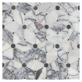 Tenedos HTC352 Wisteria Vein 11x12 Polished Marble Mosaic Tile – 5 Sheets for Bathroom Walls, Showers, Kitchen Backsplash, Fireplace Surrounds, and Accent Décor