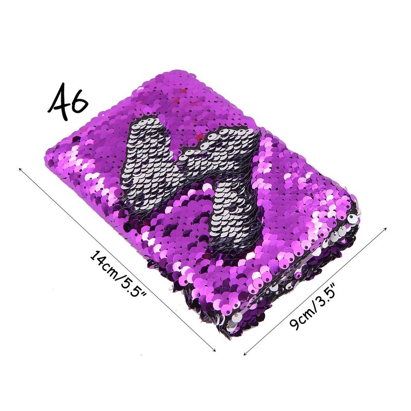 A6 Reversible Sequin Glitter Sparkly Notebook Diary Purple