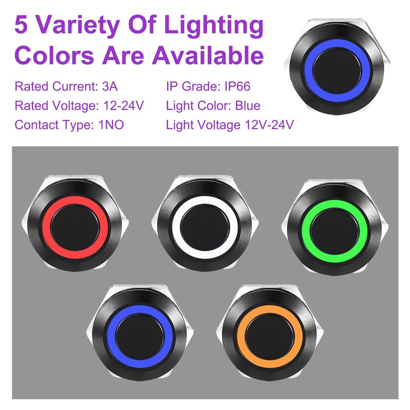 DMiotech 2 Pcs 1/2" Aluminium Alloy Latching Push Button Switch