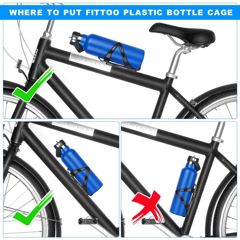 FITTOO Bicycle Water Bottle Cage, Lightweight and Strong Plastic Bike