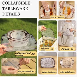 6 Piece Reusable Collapsible Bowls Set, Food Grade Plastic Folding Camping Bowls for Family Outdoor, Picnic & Travel