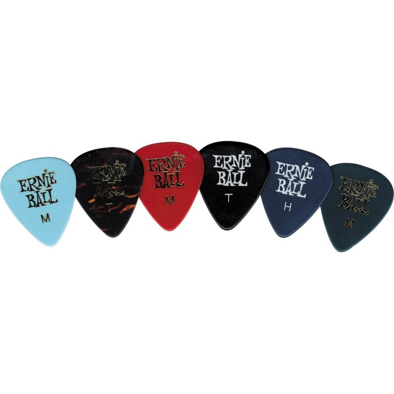Ernie Ball Thin Cellulose Picks Assorted Colours Pack of 12