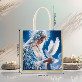 JZHYOAN Diamond Painting Canvas Tote Bags, DIY Diomand Art Tote Bags Kits for Adults, Reusable Grocery Shopping Hand Storage Bag with Handles, Portable Book Storage for Family School Woman Man