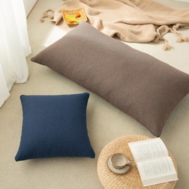 Haguko Round Sleeping Mat Cover, Long Seat Cover, 27.6 x 70.9 inches (70 x 180 cm), 1 Piece Long Futon Cover, Nordic, Stylish, Cotton Linen Texture, Peach Skin, Soft Touch, Decorative Pillow Cover,