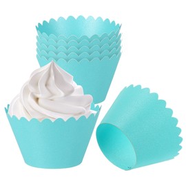 PATIKIL Cupcake Wrappers Paper, 50 Pack Baking Cups Standard Wave Decoration for Anniversary Birthday Weddings and Parties, Light Green