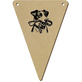 5 x 140mm 'Jack Russell Holding Dog Leash' Wooden Bunting Flags (BN00089377)