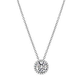 Lafonn Birthstone Sterling Silver Platinum Plated Lassire APRIL Necklace (1.05 CTTW)