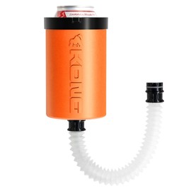 The Kong 2.0 - A Portable Can or Bottle Cooler/Cup With A Detachable, Expandable, Hose To Funnel Your Drink (Orange)