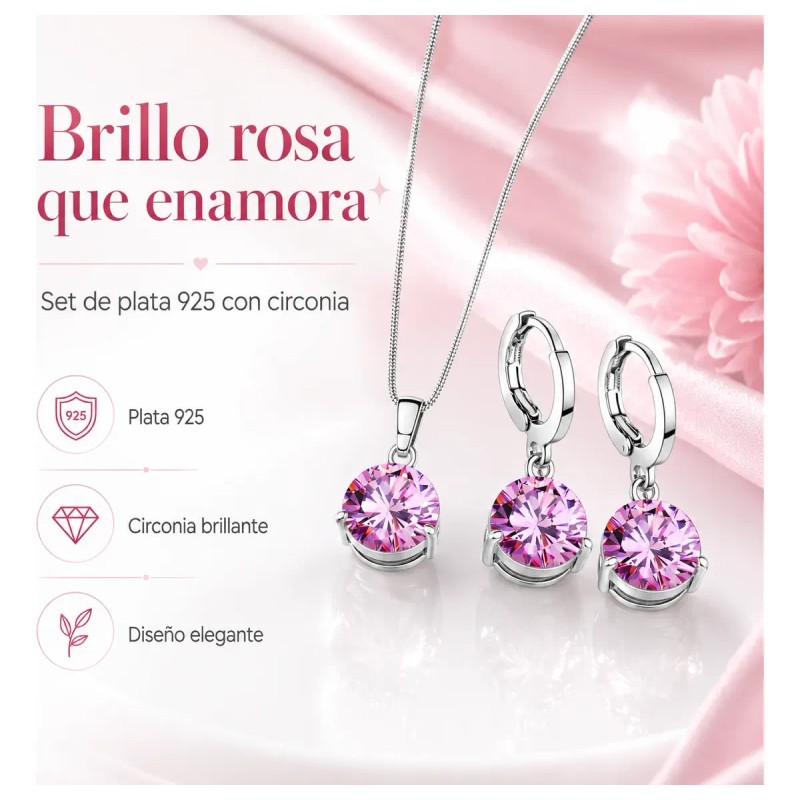 regalos mujer joyeria - Collar De Plata 925 Moissanita Rosa