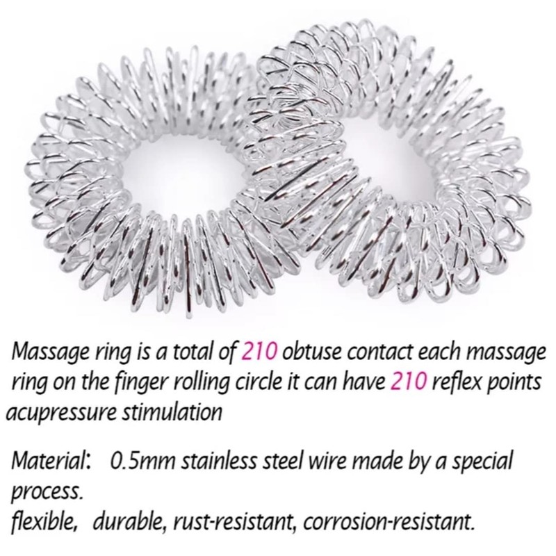 Pack of 2 Massage Rings for Fingers Made of Stainless