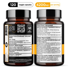 PhiNaturals Turmeric Curcumin with Black Pepper Extract - 500mg per Capsule - 4200 mg Whole Tumeric Curcuma Root Equivalent Per 3 Capsules Serving - PhiNaturals Turmeric Supplement