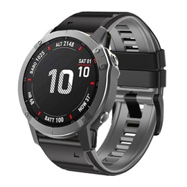 OUTVI 22mm watch band for garmin fenix 5 6 7 pro Solar Forerunner 965 955 935 745 epix Pro Gen 2 47mm only dual colors soft silicone quick fit 22 watch bands replacement for men women Black Grey