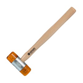 Dönges Non-rebound soft hammer with painted ash handle, diameter 40 mm, 570 g light, interchangeable heads in yellow, made in Germany, plastic hammer, rubber mallet, multifunctional hammer
