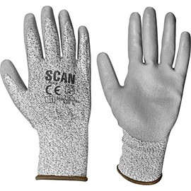 Scan SCAGLOCUT3XL Grey PU Coated Cut Resistant Cut 3 Gloves - Size 10 XL