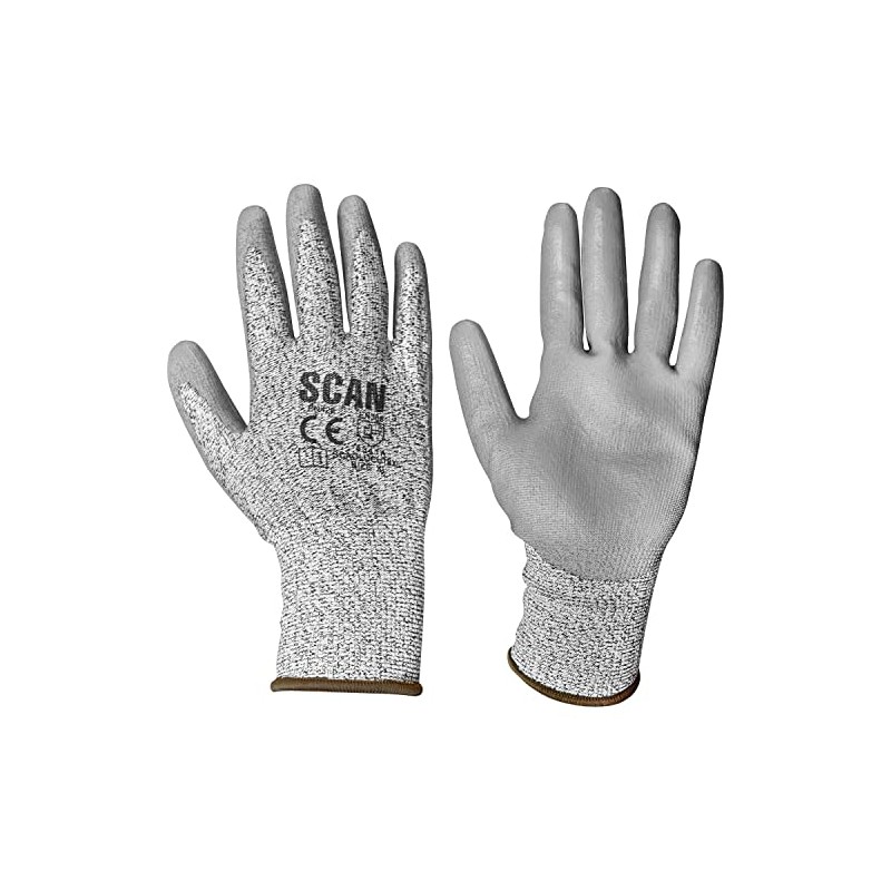 Scan SCAGLOCUT3XL Grey PU Coated Cut Resistant Cut 3 Gloves