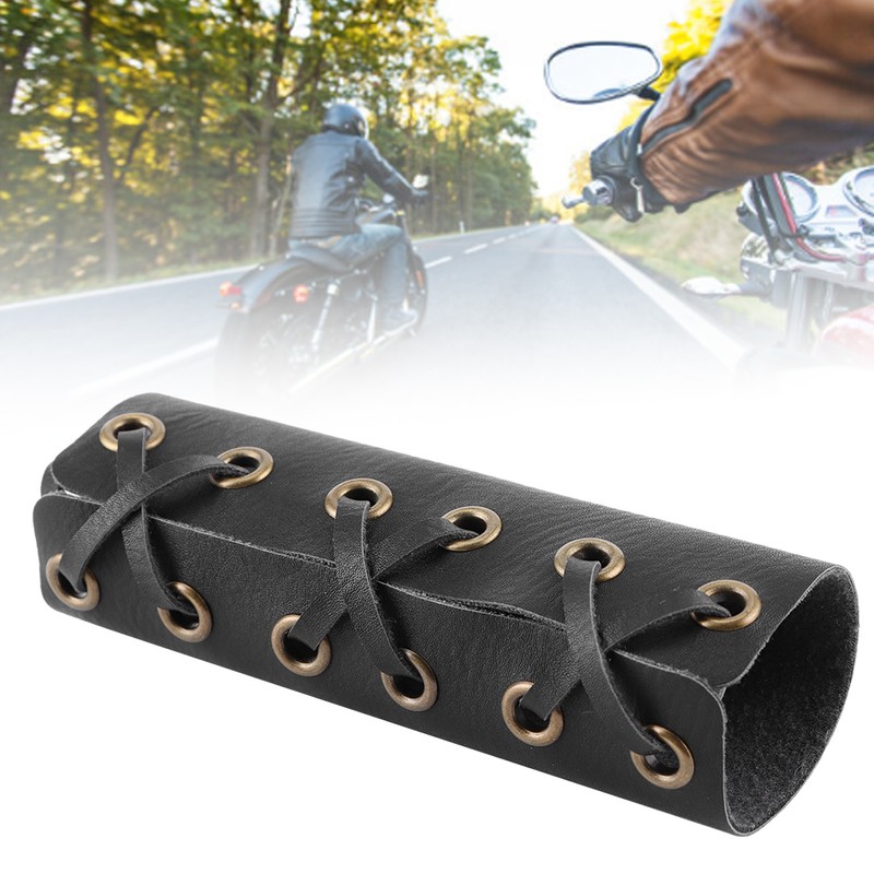 2pcs 7/8in 22mm Handlebar Cover Retro Cowhide Hand Grip Skin