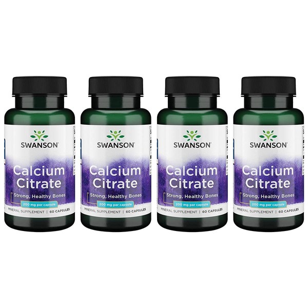 Swanson Calcium Citrate 200 mg 60 Caps 4 Pack