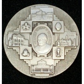 Pope John Paul Silver-plated Brass Medal Made in Italy, Stamped - Free Postcard